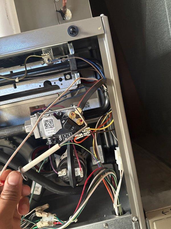 Performed scheduled maintenance on 4-year-old Lennox furnace. Verified safe combustion operation with combustion analyzer showing 95.2% efficiency, 13 ppm CO, and proper O₂/CO₂ levels. Inspected electrical components and connections, cleaned flame sensor, verified ignitor operation, and confirmed appropriate motor amp draws. System has clear condensation drains, clean filter, and gas pressure within specification.