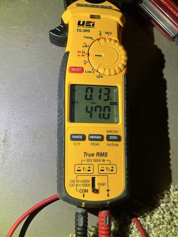 Performed routine maintenance and tune-up on a 2-year-old Furnace/Heat Pump system. Inspected blower assembly and conducted electrical parameter testing with multimeter, recording readings of 0.3 and 47.0. System is currently operating properly with no issues or concerns identified.