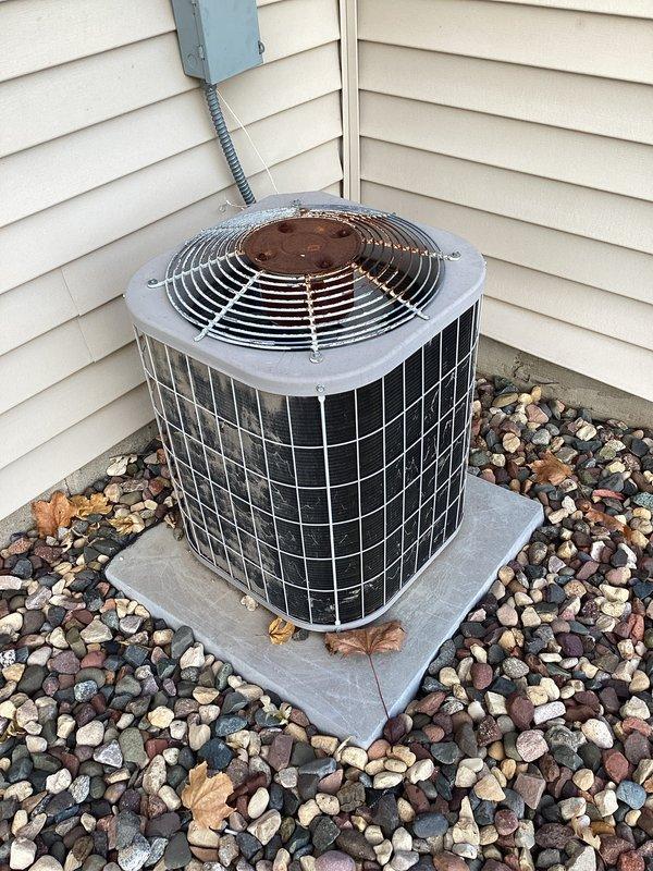 Performed furnace tune-up maintenance on 24-year-old system that was running noisily before winter season. Cleaned flame sensor, checked air filter, and inspected heat exchanger where two significant cracks were discovered in one of the cells. Informed homeowner of findings, who acknowledged the issue and expressed interest in system replacement quotes as the equipment has reached end of service life.