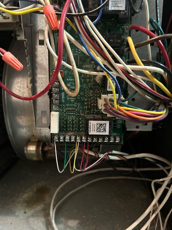 Performed scheduled biannual Family Rewards maintenance on Lennox furnace system. Conducted comprehensive combustion analysis with Testo 310 II analyzer showing optimal performance (91.6% efficiency, CO: 9ppm, CO₂: 4.42%). Inspected control board and wiring connections - all components in good working condition with system heating effectively. No repairs needed at this visit.