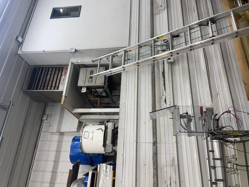 Responded to service call for non-operational Munchkin boiler in warehouse. Upon inspection, discovered pinhole leak in heat exchanger rendering the unit non-serviceable. Client will contact for replacement estimates as this is a secondary heat source. Additionally, restored proper pressure to main building boiler by adding water.