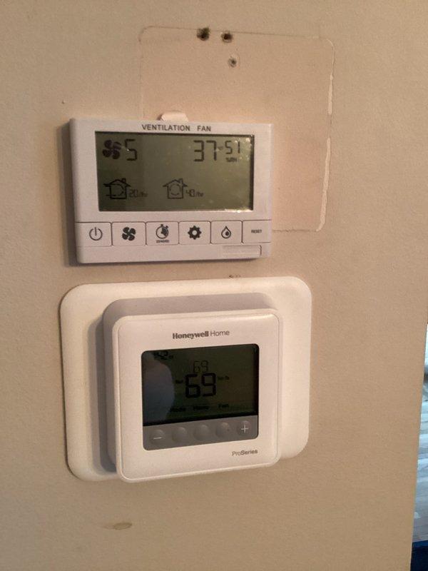 Performed a complimentary one-year follow-up maintenance on the previously installed HRV system. Inspected the core, cleaned prefilters, verified proper air balance and damper function, and confirmed normal system operation. Reviewed control panel operation with customer and verified proper function of the Honeywell Home components including ventilation controller and thermostat.
