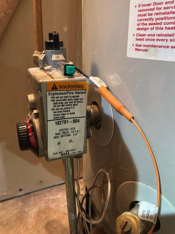Diagnosed 20-year-old water heater with intermittent pilot light failure due to faulty gas valve. Identified leaking temperature/pressure relief valve and confirmed water softener malfunction with hardness test showing 19 grains. Provided customer with replacement options for both the water heater and water softener.