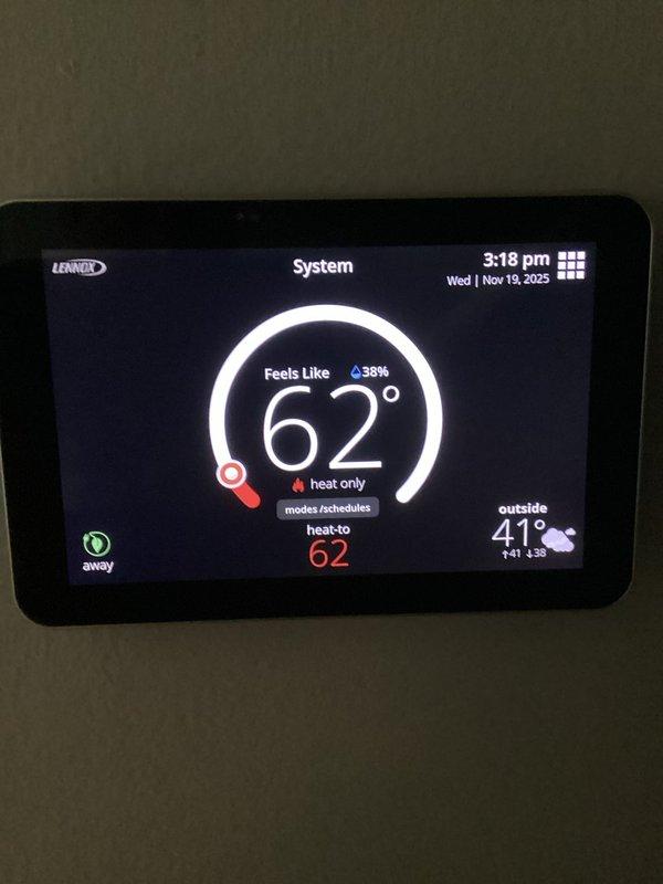 Performed warranty repair on Lennox EL18KSV heat pump system with E30 smart hub. Replaced defective E30 control board at the furnace and outdoor temperature sensor due to error code. After installation, programmed the board, verified all connections, cycled the system to test both heat pump and furnace operation, and successfully reconnected the system to Wi-Fi and Lennox server. System now operating normally.