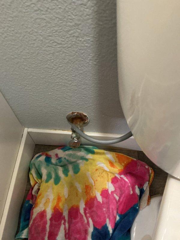 Responded to service call for septic odor when furnace operates. Diagnosed leak at toilet angle stop with failed compression nut. Replaced damaged angle stop and supply line, eliminating the source of water leakage that was causing septic smell in certain areas of the home.