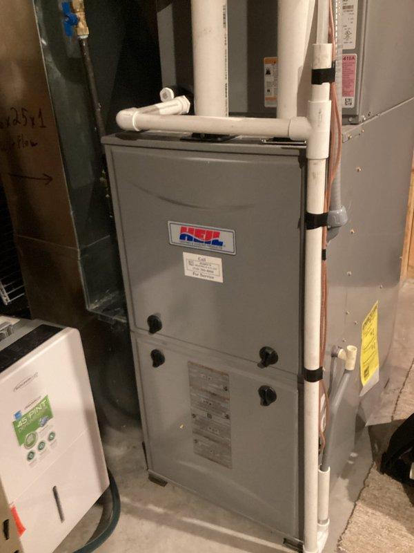 Performed comprehensive tune-up on 6-year-old ICP furnace. Inspected and tested all routine components with system operating within normal parameters. Observed multiple spots on heat exchanger which were documented with photos, but no structural compromises detected at this time. System was left functioning properly.