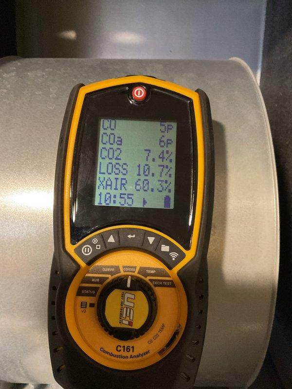 Completed routine furnace tune-up on 2-year-old mobile home furnace with 8-coil system. Performed comprehensive safety and combustion analysis using UEi C161 analyzer, which confirmed proper combustion parameters (CO2: 7.4%, excess air: 60.3%). Inspected ductwork and connections - all components in excellent condition with no operational issues identified.