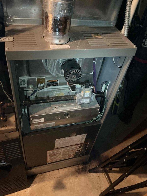 Performed comprehensive tune-up on 20-year-old Lennox furnace. Inspection confirmed proper operation of igniter, flame sensor, gas valve, blower motor, and draft motor with temperature rise within design parameters. Noted early cracking in heat exchanger eyelets which could develop into a safety concern if not addressed. Discussed appropriate options with homeowner.