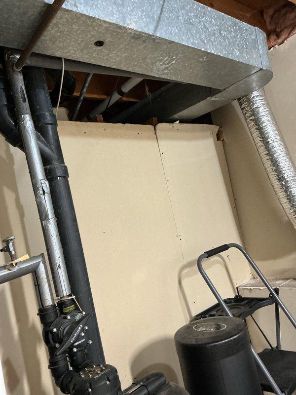 Responded to water leak caused by failed wax ring and rusted toilet flange. Documented damage to subfloor and coordinated with restoration company for proper drying before proceeding with installation of new toilet, angle stop, supply line, and toilet flange.