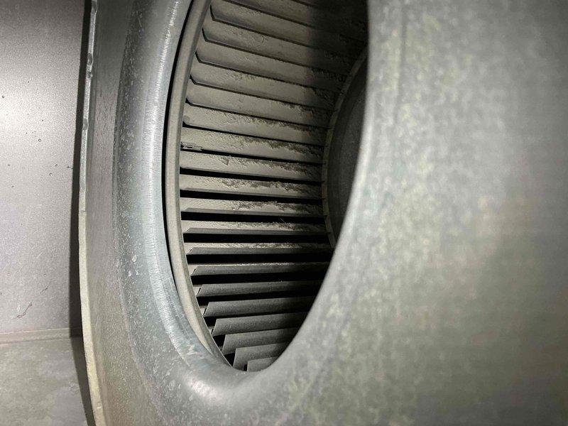 Responded to no heat call for 12-year-old Payne PG8MAA048110 furnace displaying error code. Diagnosed failed and seized draft motor causing pressure switch fault. Inspection revealed deteriorating heat exchanger with rust at factory crimp and signs of excessive temperature stress. Blower wheel showed dust accumulation. Control board and wiring appear functional but system non-operational due to draft motor failure and heat exchanger concerns. Customer consulting home warranty company regarding repair options.