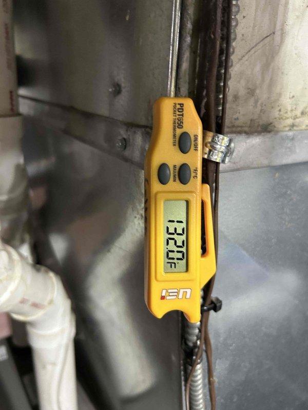 Responded to customer's no-heat complaint following water treatment installation. Diagnosed furnace reaching high limit switch during extended cold weather runtimes, causing system lockout. Performed system inspection while monitoring operation, measured supply temperature (132°F), and increased blower speed to improve heat transfer and prevent future limit trips.