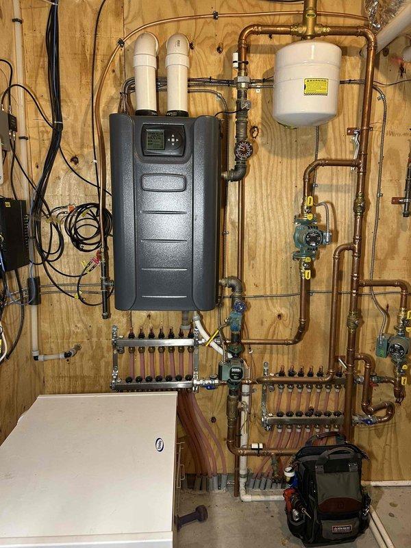 Performed comprehensive maintenance on 3-year-old Goodman furnace, including inspection of all major components and heat exchanger with no signs of wear found. Measured carbon monoxide at 15 ppm, reduced gas pressure to 3.4, and serviced combustion system by cleaning burners, orifice, and flame sensor. Additionally cleaned blower motor/wheel, cleared pressure switch tubing and condensate trap/drain line, and inspected air filter.