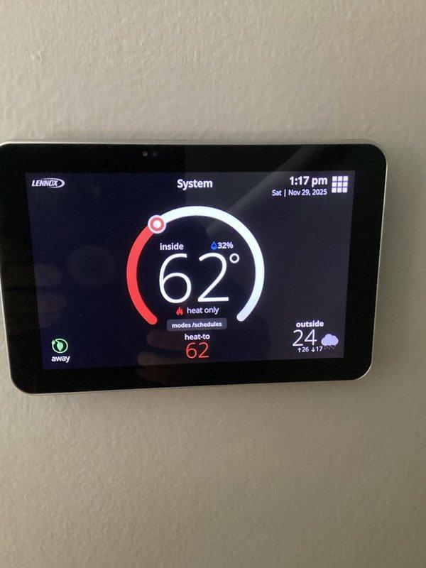Responded to service call for Lennox furnace with error code 125 on the E30 thermostat. Previously replaced E30 board and outdoor sensor. During inspection, verified thermostat functionality and cycled furnace for testing. Ordered new control board for furnace as diagnostic solution to recurring error codes.