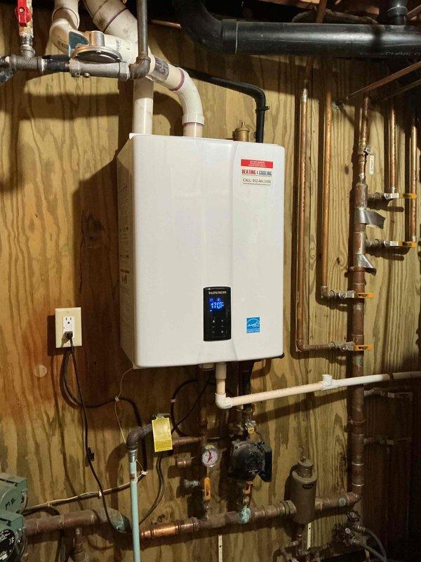 Performed annual maintenance inspection on a 7-year-old Navien boiler. System tested normal with no active leaks, proper system pressure, functioning safety controls, and good operational condition of all zones, air eliminators, and expansion tank. Combustion analysis confirmed proper and safe burning performance. No corrective actions required.