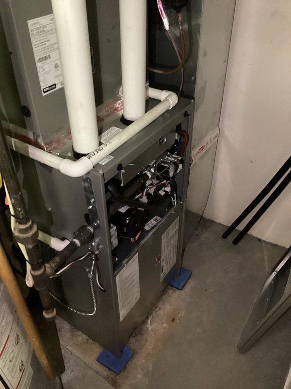 Responded to warranty call for newly installed furnace reported to be making loud noises during startup. Performed comprehensive diagnostic testing of unit operation in both heating stages. After thorough examination and demonstration to homeowner, determined system is operating within normal parameters with no defects or repairs needed.