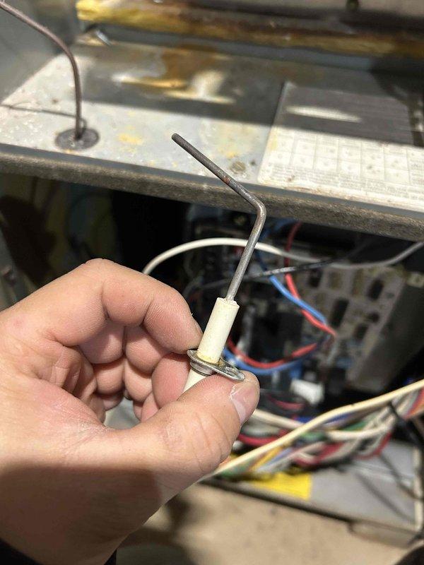 Performed comprehensive furnace tune-up with no significant issues identified. Checked gas train pressure (9.95 inWC), cleared debris from condensate drain line and trap, and verified proper operation of inducer motor, capacitor, pressure switch, control board, and thermostat. Detected elevated CO levels (83 ppm) and recommended installation of carbon monoxide detectors on both first and second floors.