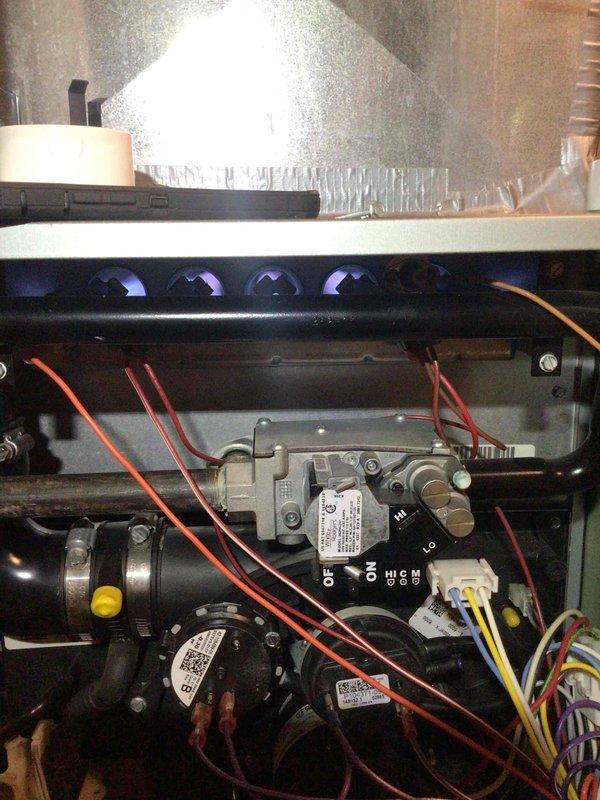 Responded to no-heat complaint on 3-year-old natural gas furnace reporting error code 57. Diagnostic testing revealed faulty pressure switch failing to consistently transfer 24V signal despite mechanical operation. Installed temporary pressure switch to restore heat while permanent replacement part is sourced.
