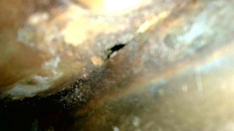 Inspected 21-year-old natural gas furnace reporting intermittent heat. Diagnosed weak flame code and cleaned dirty flame sensor. Further inspection revealed multiple perforations at the primary-to-secondary heat exchanger junction, which were visually confirmed with the homeowner. Due to compromised heat exchanger integrity, recommended complete system replacement and scheduled consultation for same-day quote.