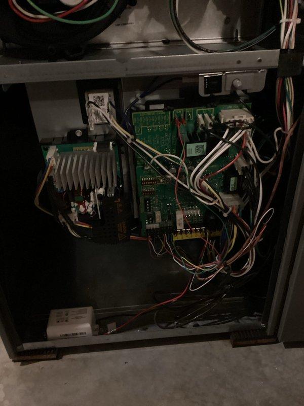 Performed scheduled maintenance on 1-year-old Lennox furnace. System is operating properly with all components within specification - gas pressure normal, electrical connections secure, filter clean. Cleaned flame sensor, verified ignitor operation, and confirmed proper motor amp draws. Noted malfunctioning air exchanger control, but customer does not utilize this feature. No issues requiring repair were identified.
