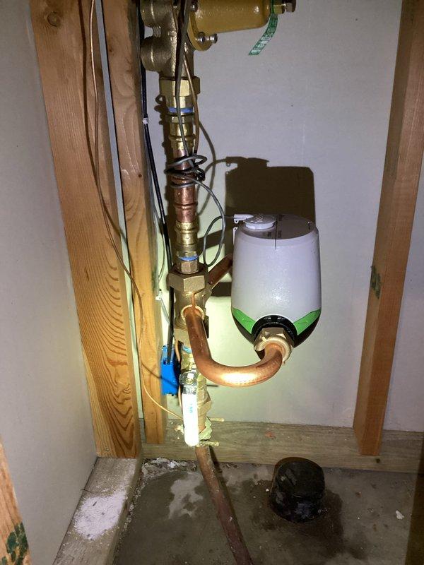 Responded to emergency water leak at property and completed scheduled 8am water shut off. Identified leak on meter horn and replaced both the meter horn and street side valve. Installation included proper copper pipe connections with brass fittings to restore water service and ensure system integrity.