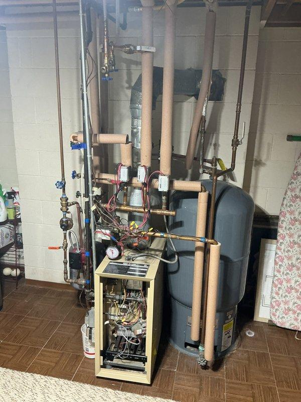 Responded to service call for no hot water in residence. Diagnostic inspection of tanked water heater system identified a faulty relay switch on the boiler unit. Created part order form for replacement component and advised customer that HVAC technician would need to return to complete installation of the ordered part.