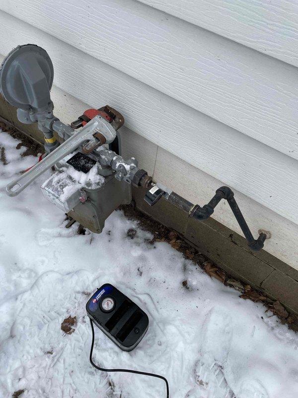 Conducted a pressure test on residential gas system following a fire incident with Xcel meter lock-out. System maintained 60 PSI during testing, confirming integrity with no leaks detected. Local inspector verified test results on-site, signed compliance form for submission to utility company, and approved system for service restoration.
