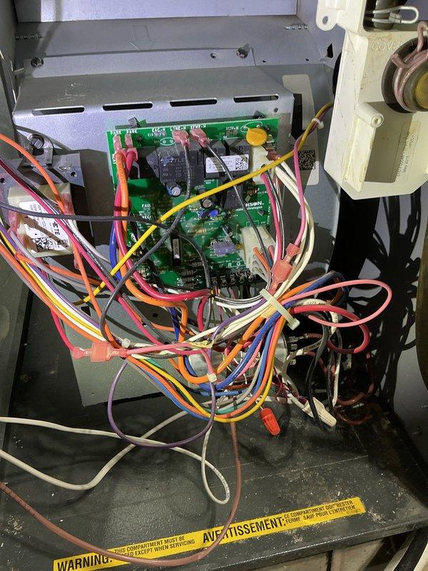 Diagnosed and serviced 10-year-old Daikin furnace that was attempting to ignite every 20 seconds but failing to produce heat and blowing cold air. Inspection revealed a corroded and failed flame sensor which was replaced, restoring proper system function. Unit is now operating correctly with no issues noted.