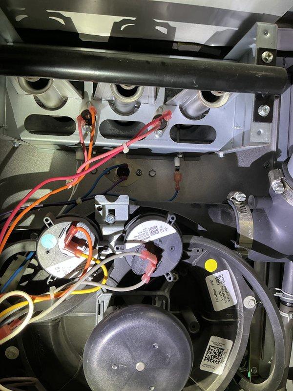 Diagnosed and serviced 10-year-old Daikin furnace that was attempting to ignite every 20 seconds but failing to produce heat and blowing cold air. Inspection revealed a corroded and failed flame sensor which was replaced, restoring proper system function. Unit is now operating correctly with no issues noted.