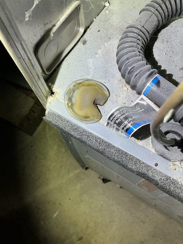 Diagnosed 19-year-old Bryant high efficiency furnace with no heat issue. Found melted burner box sight glass, failed secondary heat exchanger with visible leakage and corrosion, and plugged heat exchanger. Recommended system replacement through comfort advisor due to age and condition of critical components.