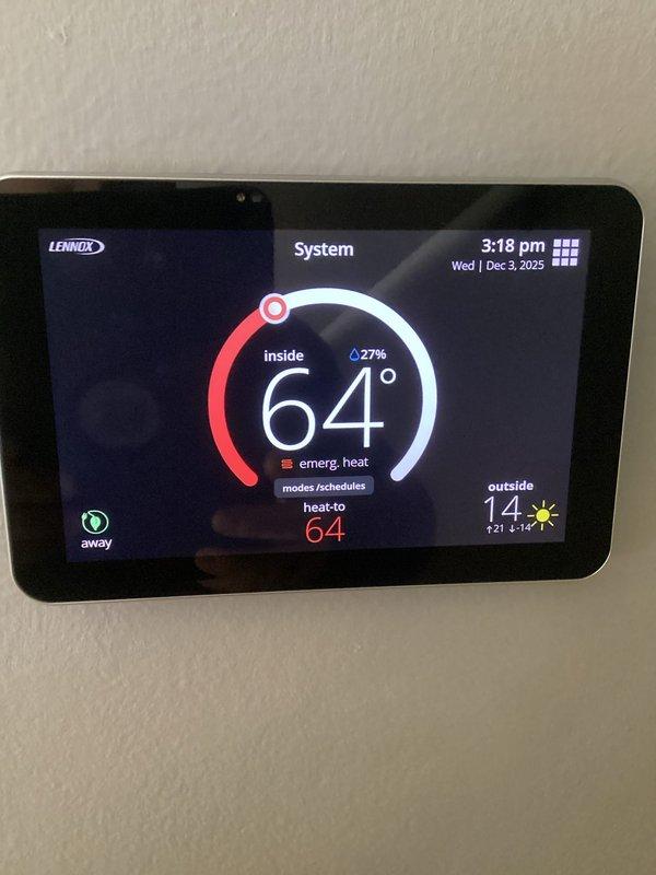 Performed warranty repair on Lennox furnace (Model: EL297UH070XV36B, Serial: 5924L10120) by replacing the control board. Connected A2L sensor to the furnace and verified proper integration with the S40 thermostat and E30 control hub. System testing confirmed restoration of normal heating operation.