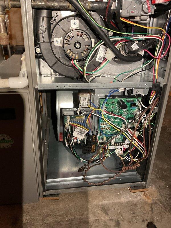 Performed annual furnace tune-up on 2-year-old Heil furnace as scheduled. Conducted comprehensive system inspection including blower motor, control board, electrical connections, and ventilation system. All components functioning properly with no issues detected. Visual inspection confirmed proper installation of PVC exhaust pipes and ductwork connections. System left in excellent operating condition.