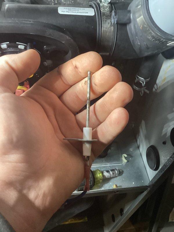 Performed scheduled tune-up on Amana furnace. Discovered and cleaned dirty flame sensor which was likely the cause of previous ignition failure reported by homeowner. All other components tested within specifications and functioning properly. Unit left in good working condition.