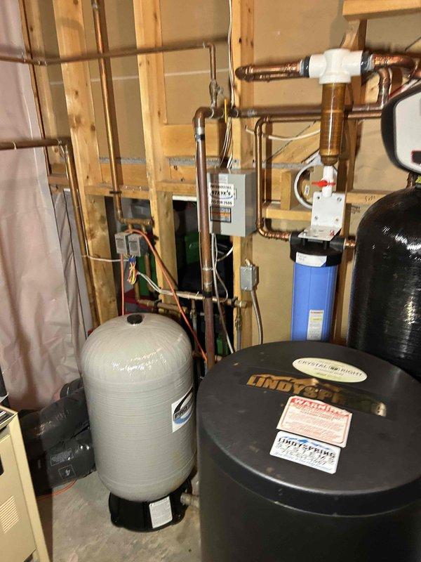 Performed annual maintenance on 24-year-old FRP furnace. Adjusted gas train pressure from 3.94 inWC to 3.43 inWC, cleared debris and spider webs from condensate drain line and trap. Verified proper operation of inducer motor, capacitor, pressure switch, control board connections, and thermostat. Combustion CO measured at 5 ppm. Return air filter in moderate condition. System operating normally with no immediate concerns.