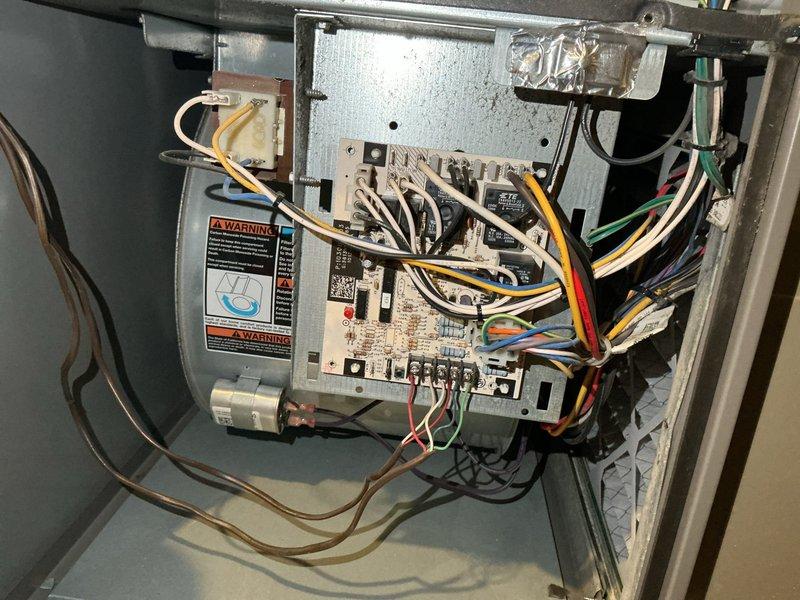 Responded to no heat complaint where unit was blowing cold air. Diagnostic testing revealed a failed control board. Successfully replaced control board, restoring proper heating function to the aging system.