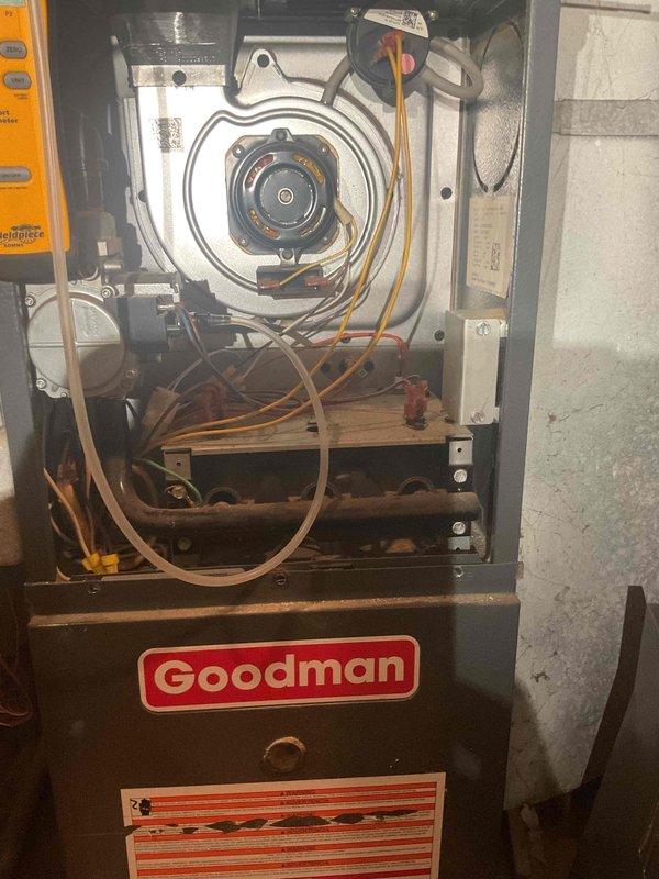Responded to service call for Goodman furnace with limited heat concerns. Inspected unit interior components including blower assembly, electrical connections, and ductwork. Determined dirty filter was restricting airflow; replaced filter and tested system operation. Advised customer to monitor performance and contact if heating issues recur.