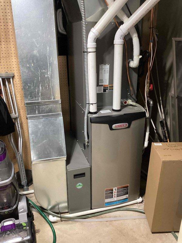 Diagnosed a 4-year-old Lennox furnace with no heat issue displaying error code 201 (failure to communicate with blower motor). After testing the ECM blower motor and performing multiple power cycles, determined the system would immediately return to lockout condition. Assessment indicates either a defective ECM blower motor or control board, with blower motor being the more likely cause. Both components should be under warranty. Will return with replacement parts to complete the repair.