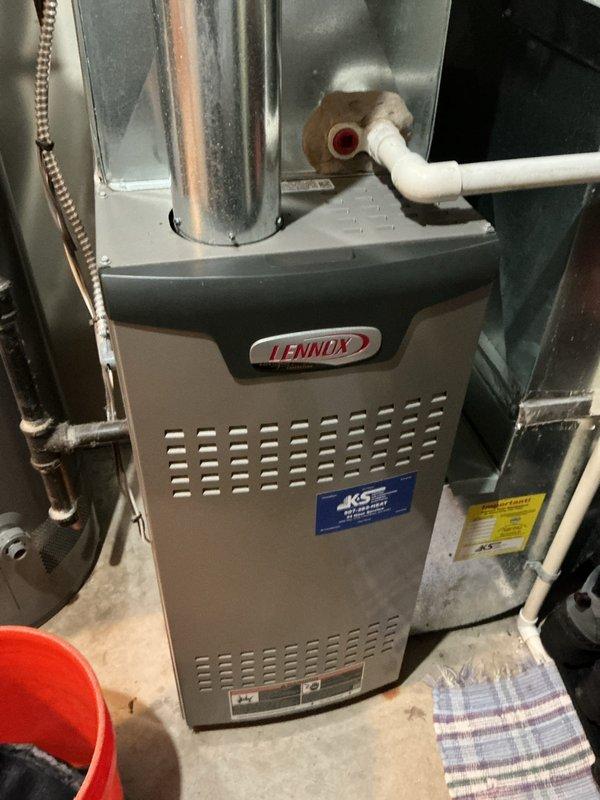 Responded to service call for 13-year-old Lennox furnace showing "system waiting" code at thermostat with no heat operation. Upon arrival, system was functioning properly with no error codes present. Performed standard diagnostic check, verified proper operation of controls and thermostat settings (currently at 72°F). No repair actions were necessary as system was operating within design parameters.