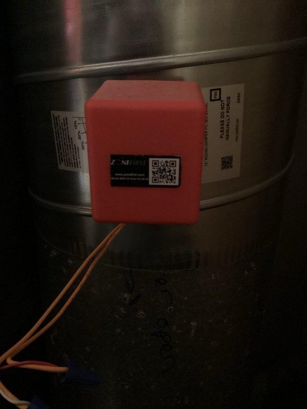 Diagnosed issue with 5-year-old two-zone HVAC system where basement zone damper was failing to close when temperature set point was reached. Replaced defective zone motor and damper, ensuring proper alignment during installation to prevent recurrence of the issue. System now functioning properly with ZoneFirst control modules correctly managing both zones.