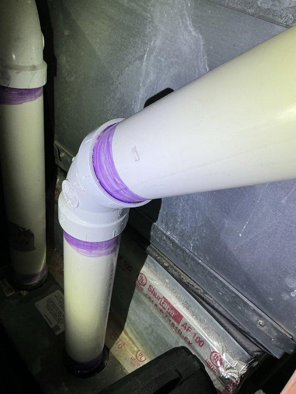 Diagnosed furnace heating failure caused by water infiltration through fresh air intake venting. Ice dam on roof created condensation and water intrusion at intake pipe joints. Capped off compromised fresh air intake to prevent further water damage and restored system operation by redirecting air supply from interior space.