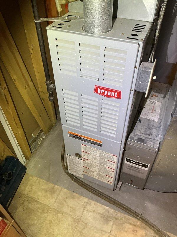 Responded to service call for Bryant 80% furnace (circa 2001) exhibiting intermittent operation failures. Diagnostic inspection revealed a crack in the high limit switch, causing system to randomly shut down before reaching thermostat temperature. Equipment was tagged as unsafe for operation and a comfort advisor was scheduled for replacement consultation.