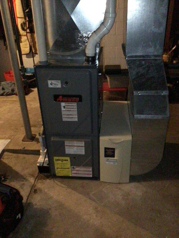 Performed standard furnace tune-up on 18-year-old natural gas unit. Cleaned flame sensor, conducted electrical testing with all components within specifications. System is operating properly. Customer requires a 4 1/3 replacement filter which has been ordered as it was not available on-site.