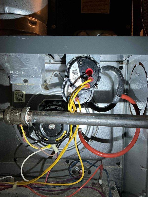 Diagnosed and resolved no heat issue on 6-year-old Goodman furnace by identifying faulty low fire pressure switch that was not operating within rated specifications. Verified proper draft and absence of flue blockages, confirmed pressure switch tubing and fittings were intact. Replaced pressure switch assembly and conducted multiple operational tests to ensure reliable system performance. Combustion analysis confirmed proper operation after repair.