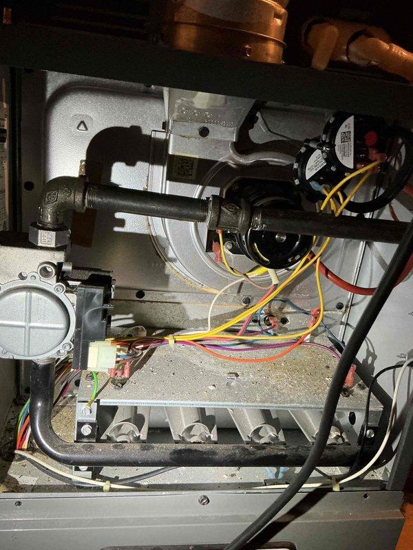 Diagnosed and resolved no heat issue on 6-year-old Goodman furnace by identifying faulty low fire pressure switch that was not operating within rated specifications. Verified proper draft and absence of flue blockages, confirmed pressure switch tubing and fittings were intact. Replaced pressure switch assembly and conducted multiple operational tests to ensure reliable system performance. Combustion analysis confirmed proper operation after repair.