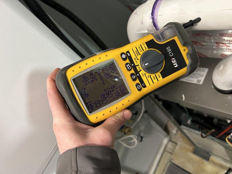 Performed required ORSAT combustion analysis testing on newly installed furnace and water heater per City of Golden Valley code requirements. Used UEi C85 digital analyzer to measure combustion efficiency, temperature, and exhaust gas parameters. All readings were within manufacturer specifications and municipal code compliance standards. Documentation forwarded to office for permit records.