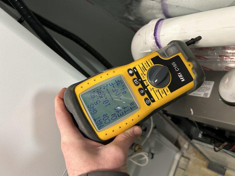 Performed required ORSAT combustion analysis testing on newly installed furnace and water heater per City of Golden Valley code requirements. Used UEi C85 digital analyzer to measure combustion efficiency, temperature, and exhaust gas parameters. All readings were within manufacturer specifications and municipal code compliance standards. Documentation forwarded to office for permit records.