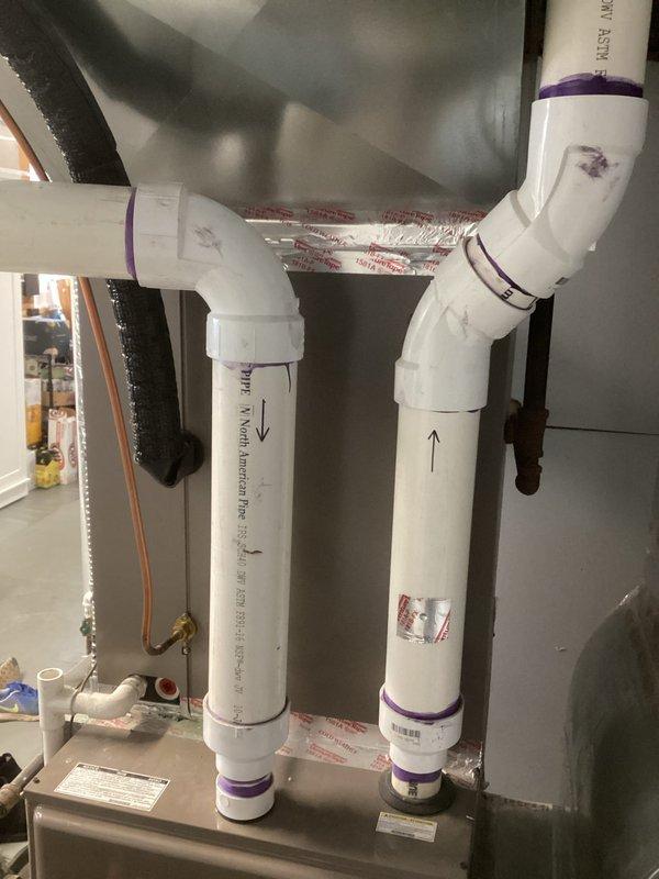 Performed a 2-hour sold repair involving complete replacement of burners on the furnace due to deterioration. Performed comprehensive system checks including flame sensor, ignitor, inducer, condensate lines, venting, gas valve, and gas pressure. Drained water from inducer and condensate lines. After repairs, verified proper operation with post-service exhaust flue readings at 57ppm and confirmed normal system functionality through thermostat cycling.