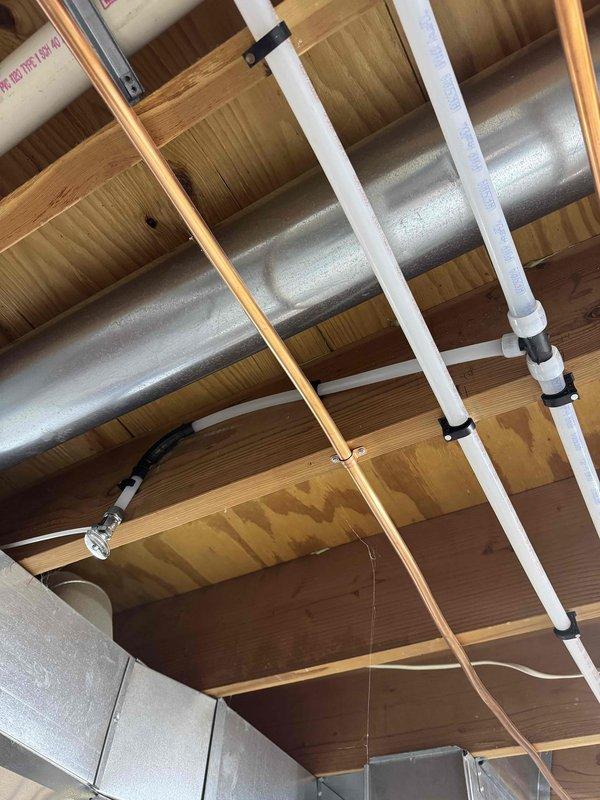 Completed comprehensive repiping work to address leaking copper piping. Removed damaged sections and installed new PVC supply lines with proper mounting brackets throughout the ceiling infrastructure. Implemented water care treatment to protect the newly installed system and prevent future corrosion issues.