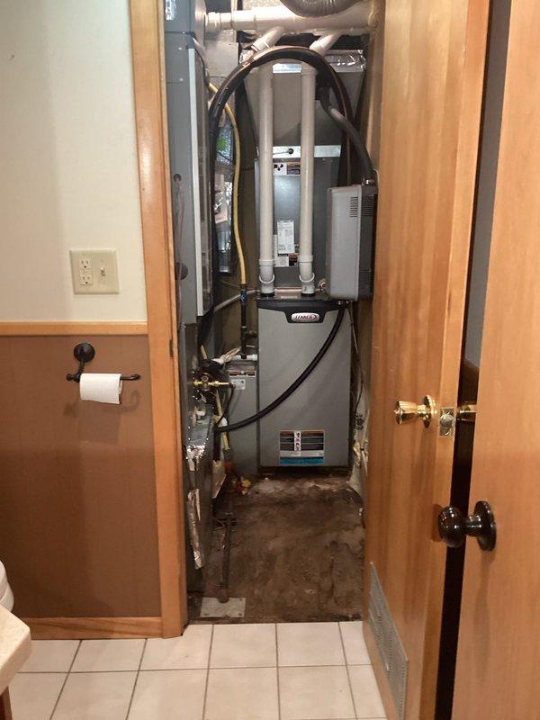 Performed scheduled furnace maintenance on two residential FRP units (approximately 3 years old). Service included cleaning of condensate and flame sensors and comprehensive operational verification of both furnaces. Tune-up was completed successfully; however, identified a plugged drain pipe in the furnace room requiring plumbing intervention. Customer was advised of the drainage issue and follow-up was provided.