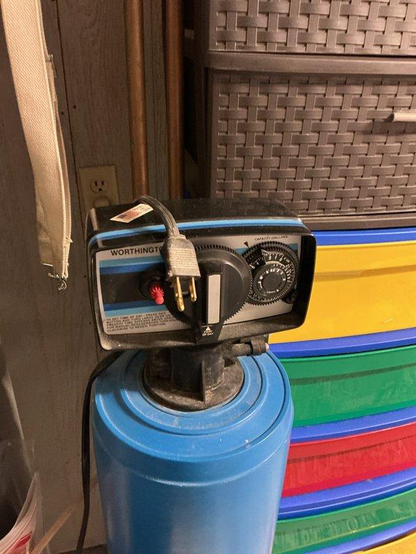 Responded to service call for Worthington water softener leaking from the top. Diagnosed and repaired faulty shut-off valve assembly that was causing steady water leakage. Successfully restored system functionality, allowing customer to resume using softened water throughout the residence.