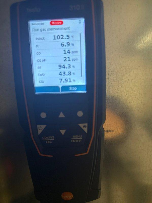 Performed annual maintenance on 3-year-old furnace and 4-year-old boiler systems. Conducted comprehensive inspection confirming both systems are operating safely with clean flame sensors and ignitors. Preventive maintenance included clearing condensate drains and confirming filter condition, with combustion analysis verifying optimal efficiency (94.3%) and safe CO levels (14 ppm).